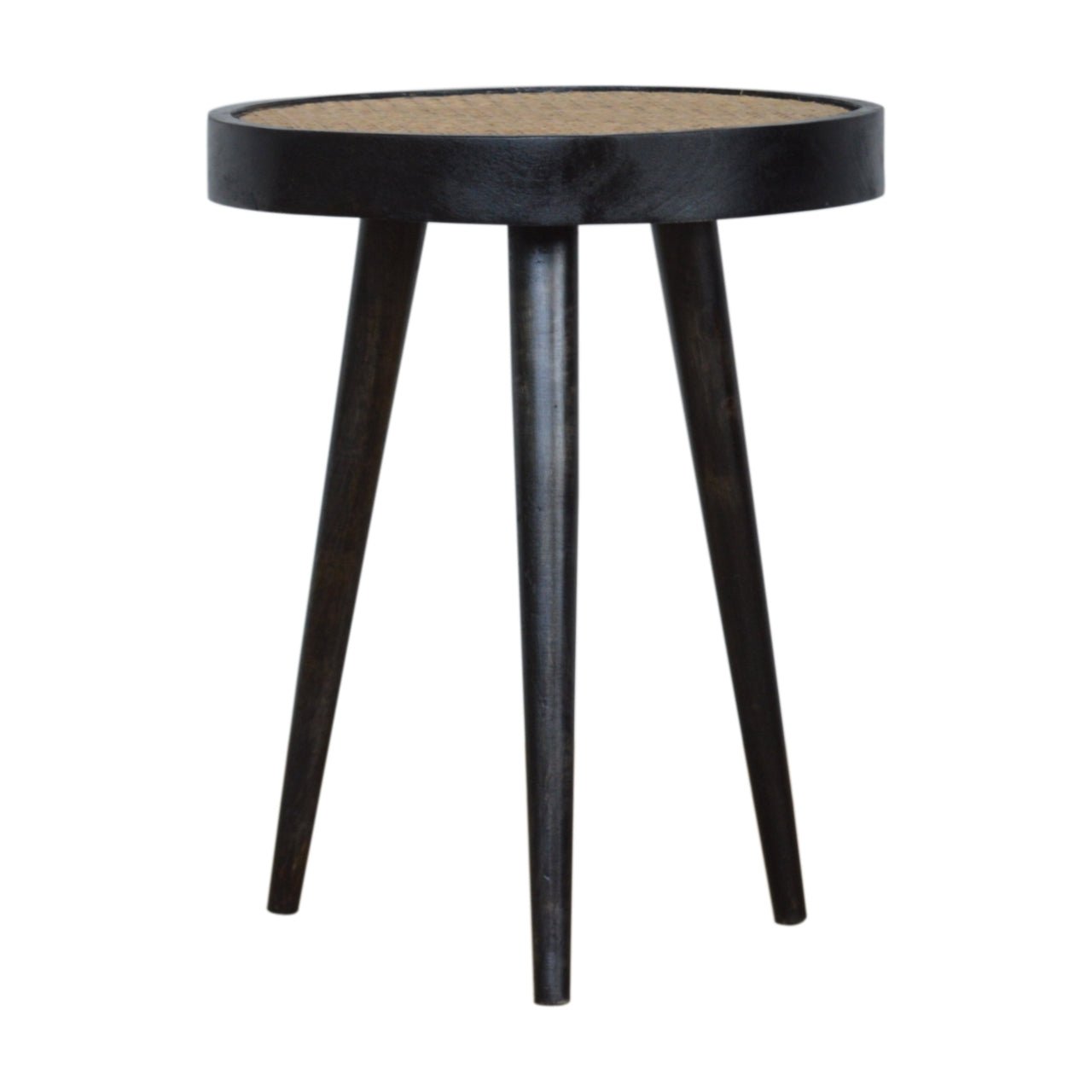 Carbon Black Rattan End Table - SILVIONIX