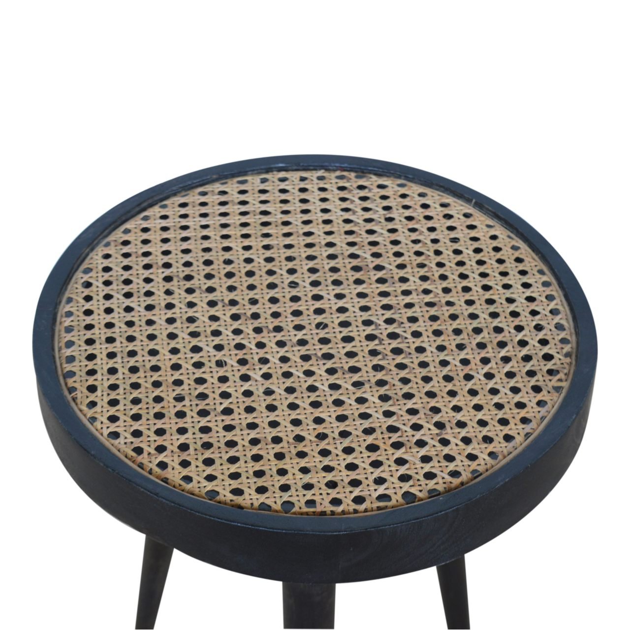 Carbon Black Rattan End Table - SILVIONIX