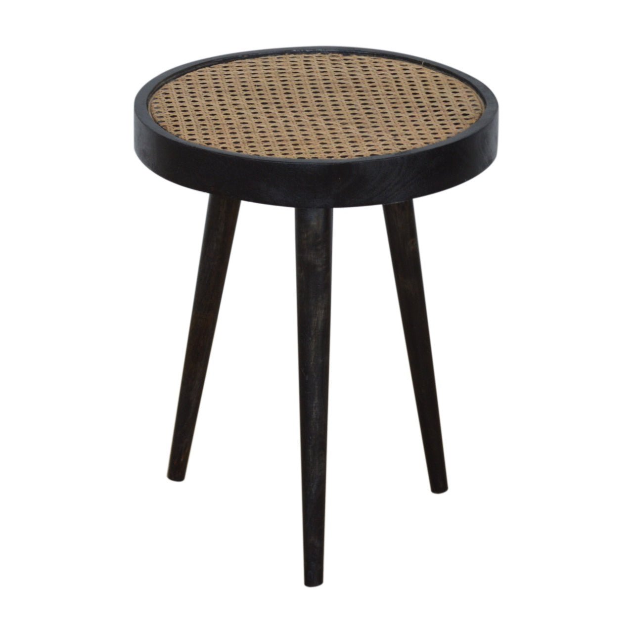 Carbon Black Rattan End Table - SILVIONIX