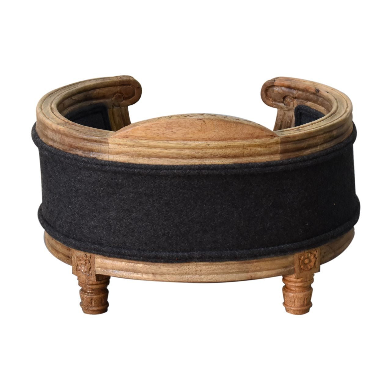 Carved Battleship Tweed Pet Bed - SILVIONIX