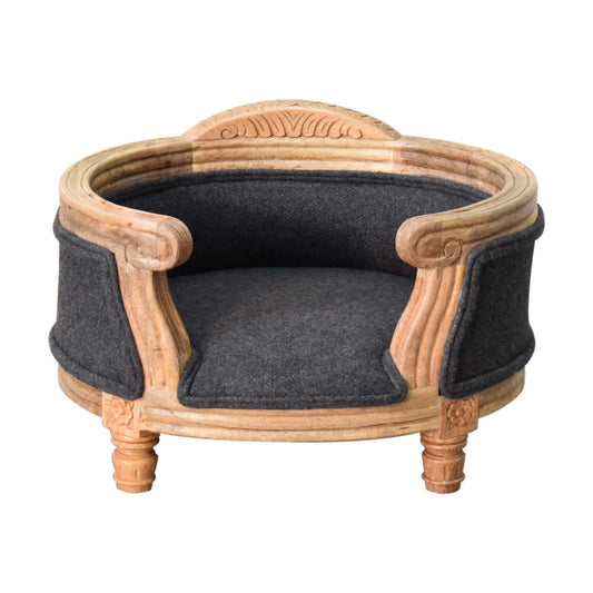 Carved Battleship Tweed Pet Bed - SILVIONIX