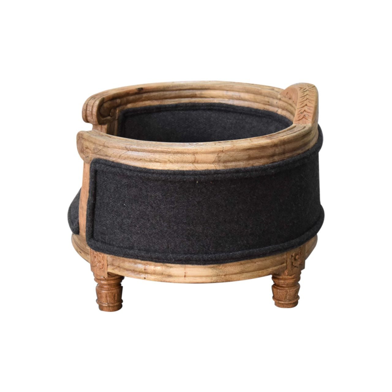 Carved Battleship Tweed Pet Bed - SILVIONIX