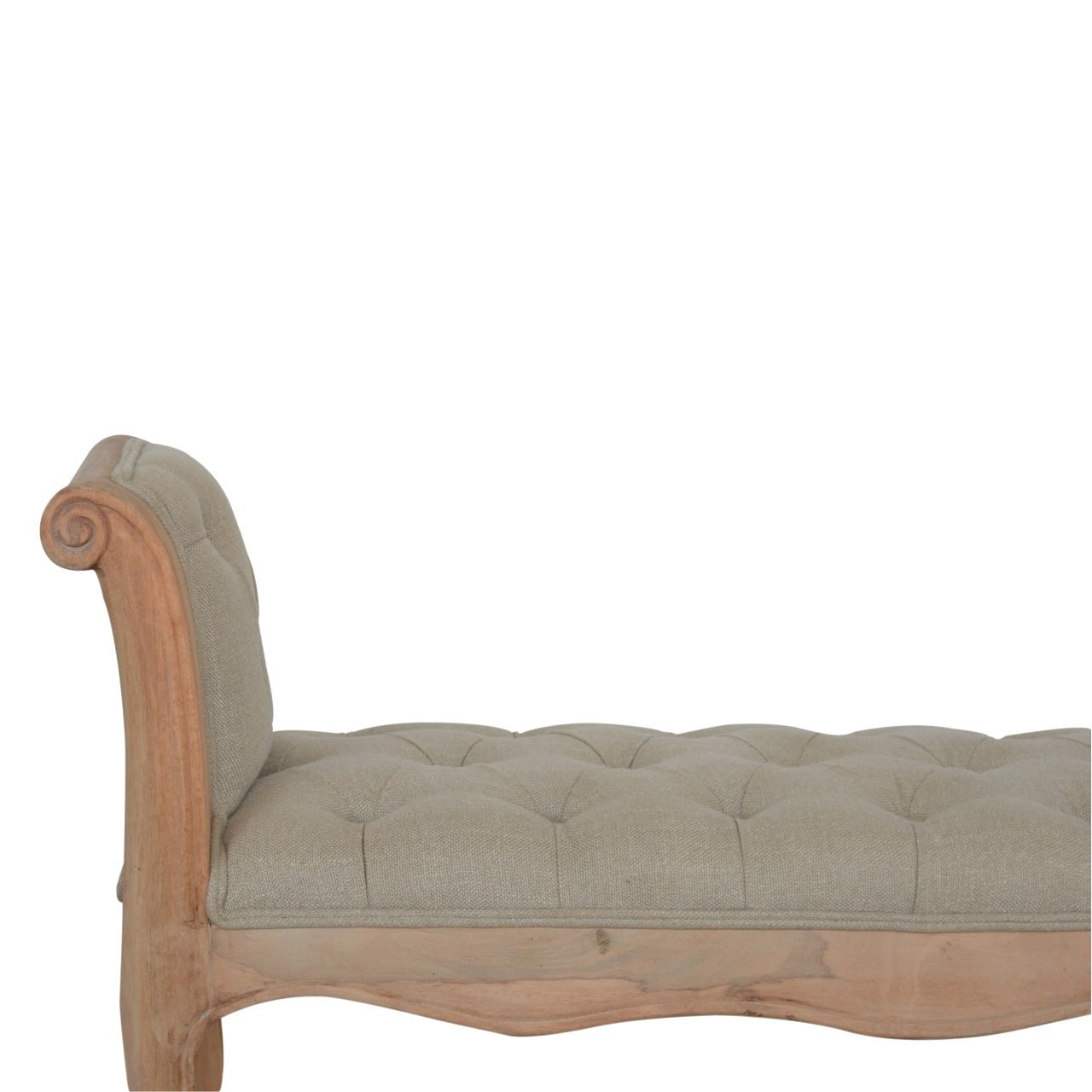 Carved French Style Mud Linen Bench - SILVIONIX