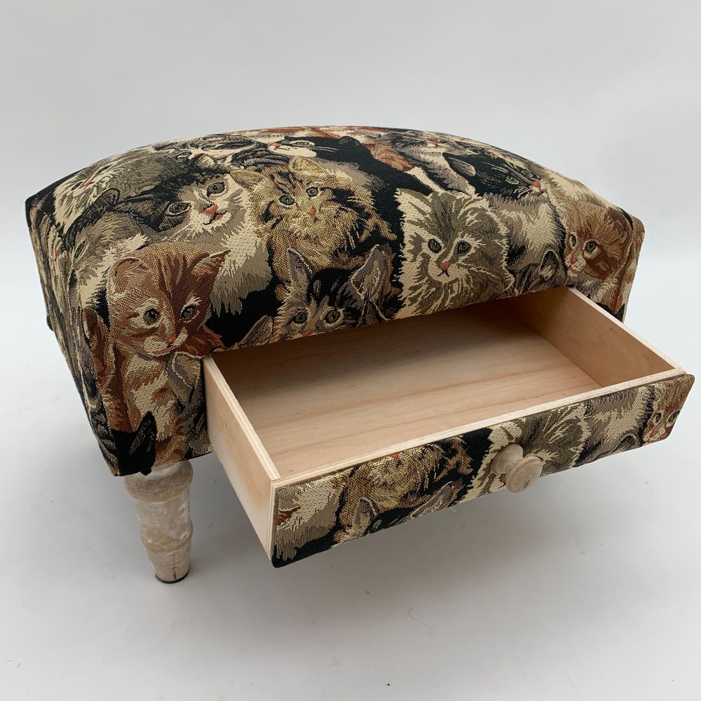 CAT FOOTSTOOL WITH DRAWER - SILVIONIX