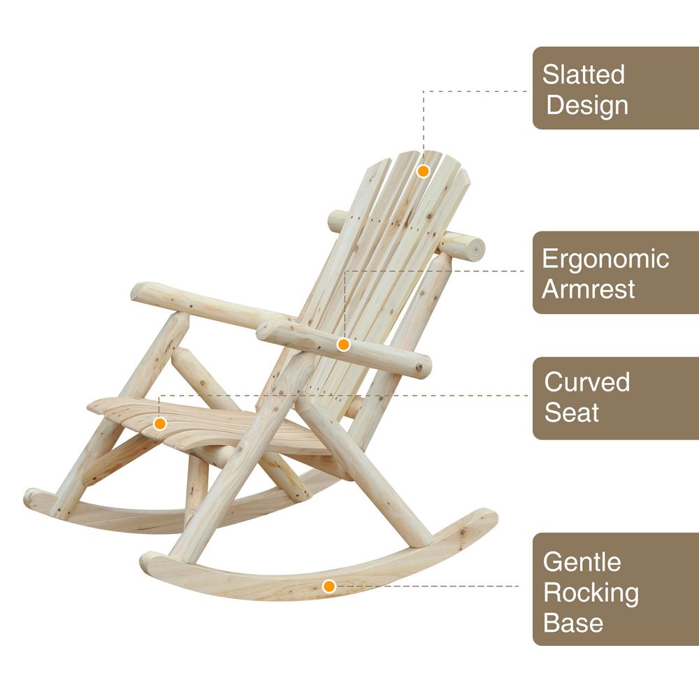 Cedar Wood Rocking Armchair, 96Lx66Wx98H cm - SILVIONIX