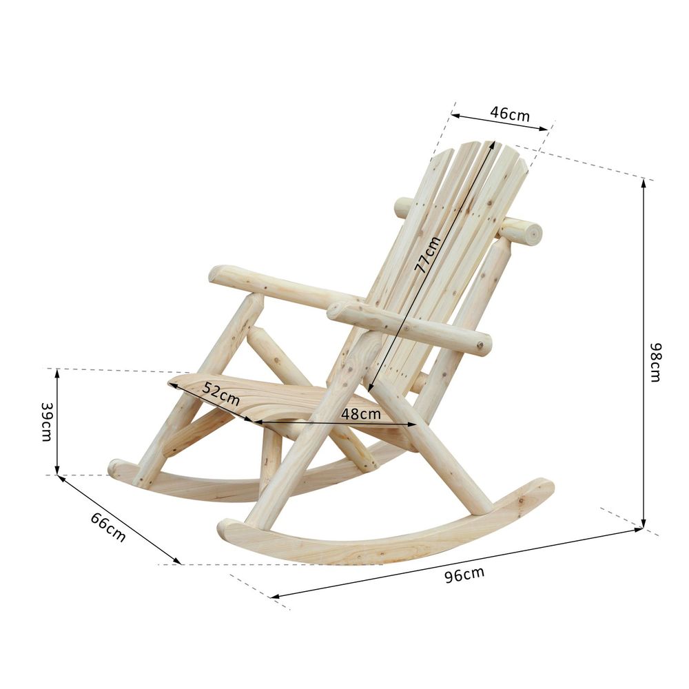 Cedar Wood Rocking Armchair, 96Lx66Wx98H cm - SILVIONIX