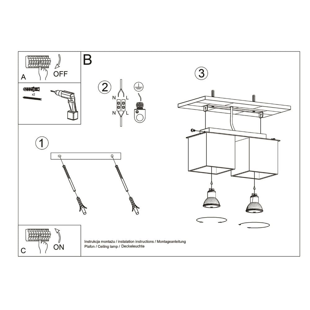 Ceiling lamp aluminum Quad modern Design GU10 - SILVIONIX