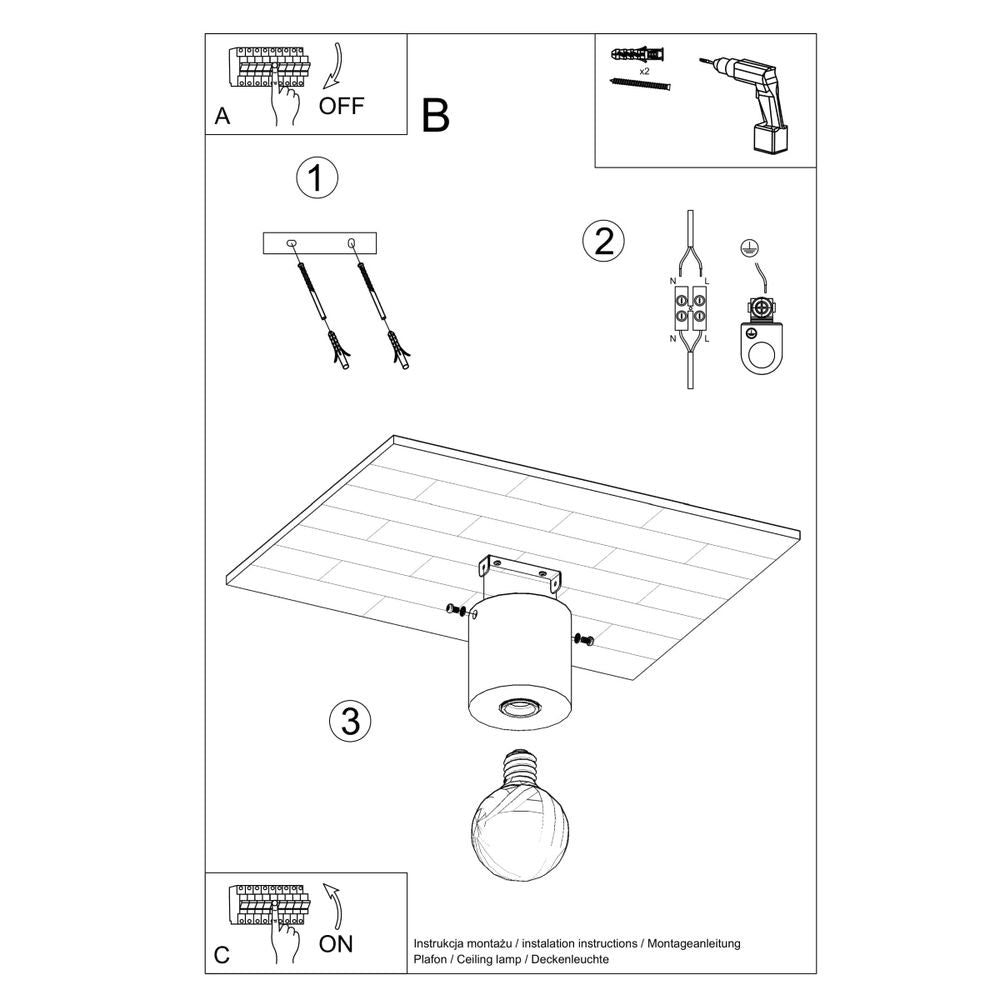 Ceiling lamp concrete Salgado industrial Design E27 - SILVIONIX