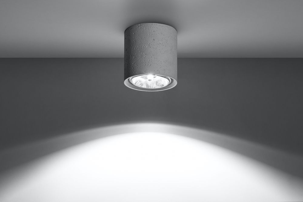 Ceiling Lamp CULLO Concrete Grey Round Shape Loft Design LED GU10 - SILVIONIX