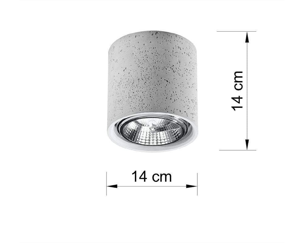 Ceiling Lamp CULLO Concrete Grey Round Shape Loft Design LED GU10 - SILVIONIX