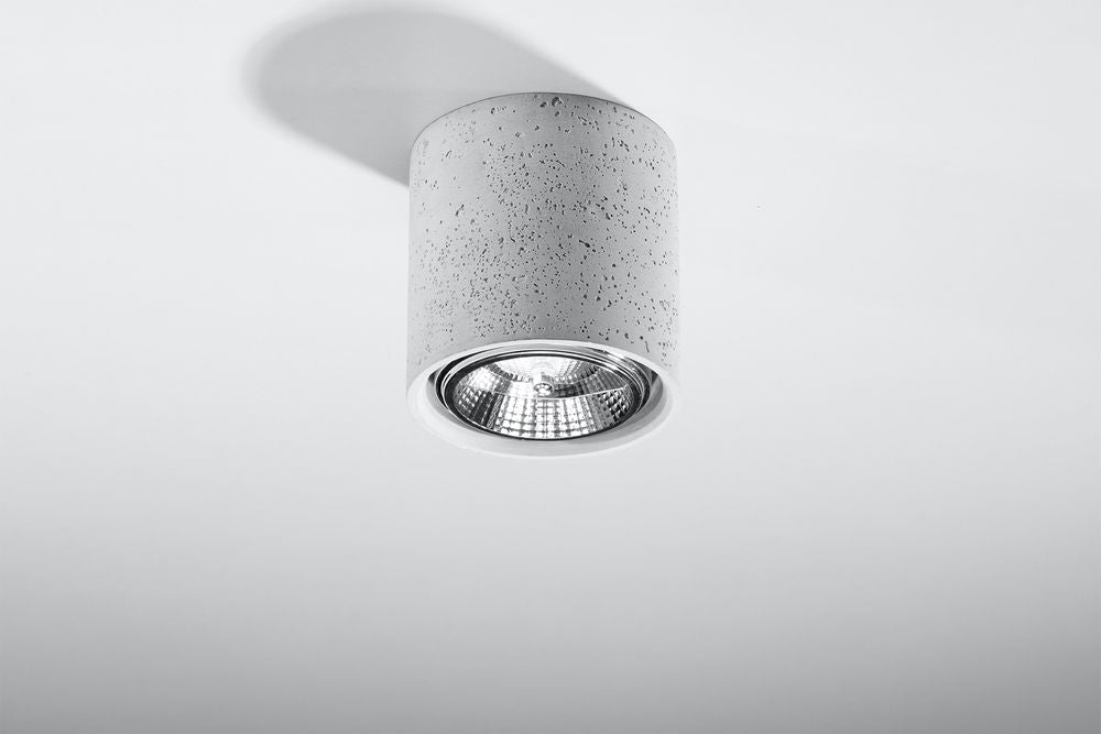 Ceiling Lamp CULLO Concrete Grey Round Shape Loft Design LED GU10 - SILVIONIX