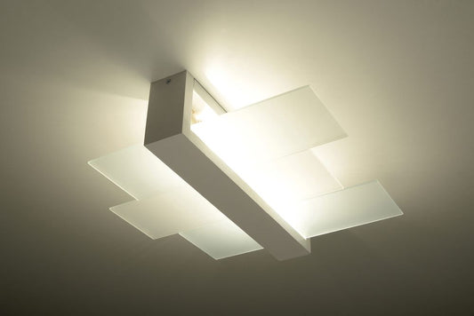 Ceiling Lamp FENIKS 2 White Wood/Glass Modern Lamp Loft Design E27 - SILVIONIX