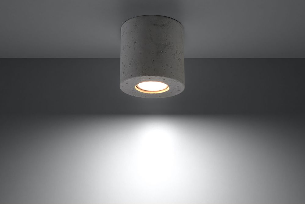 Ceiling lamp Orbis Grey Round Concrete Tube Loft Design LED GU10 - SILVIONIX