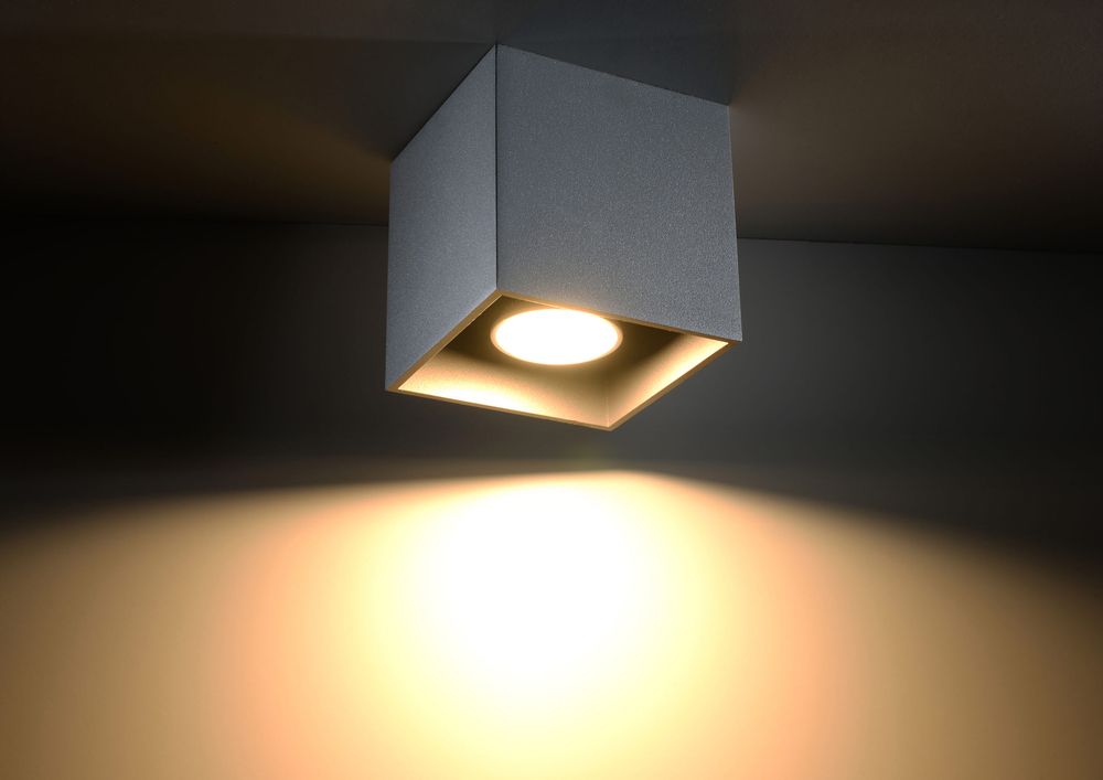 Ceiling Lamp QUAD 1 Grey Square Shape Modern Loft Design LED GU10 - SILVIONIX