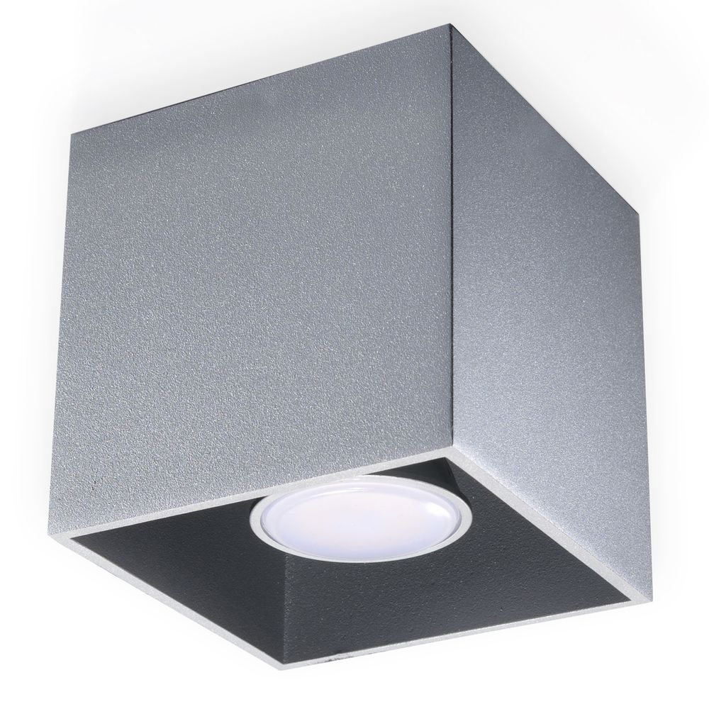 Ceiling Lamp QUAD 1 Grey Square Shape Modern Loft Design LED GU10 - SILVIONIX