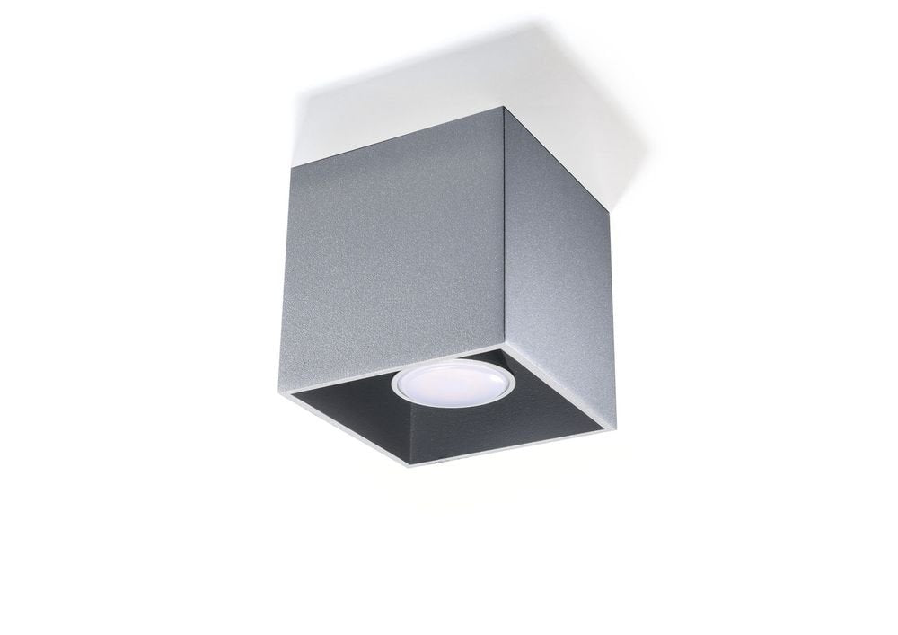 Ceiling Lamp QUAD 1 Grey Square Shape Modern Loft Design LED GU10 - SILVIONIX