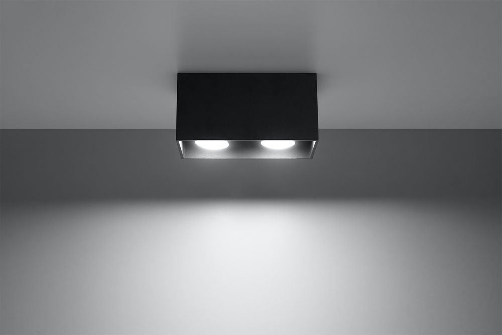 Ceiling Lamp QUAD Black Square Shape Modern Loft Design LED GU10 - SILVIONIX