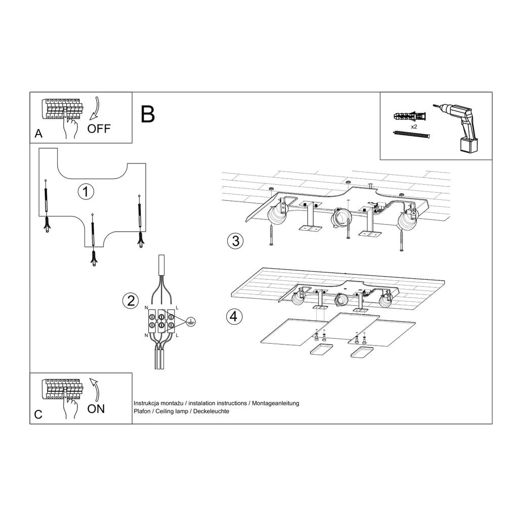 Ceiling lamp steel, glass Fabiano modern Design E27 - SILVIONIX