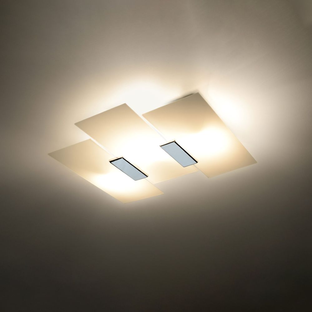 Ceiling lamp steel, glass Fabiano modern Design E27 - SILVIONIX