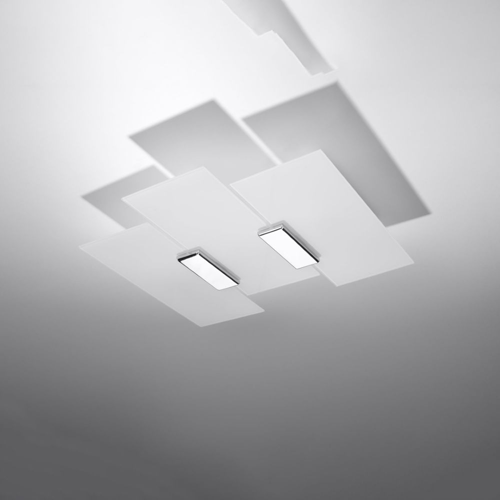 Ceiling lamp steel, glass Fabiano modern Design E27 - SILVIONIX