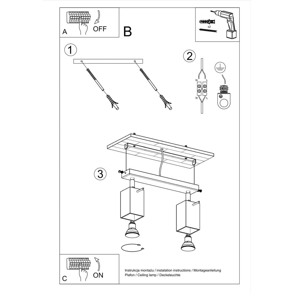 Ceiling lamp steel Merida modern Design GU10 - SILVIONIX