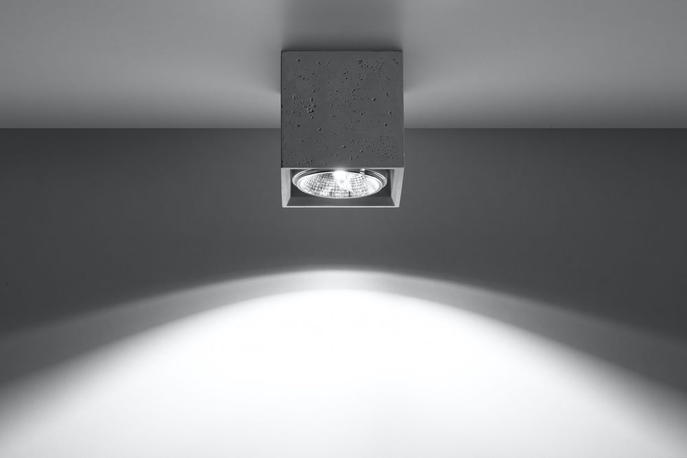 Ceiling Lamp VALDE Concrete Square Shape Loft Design Grey Modern GU10 LED - SILVIONIX