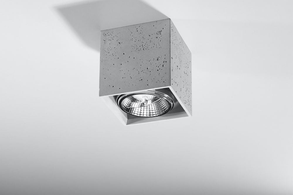 Ceiling Lamp VALDE Concrete Square Shape Loft Design Grey Modern GU10 LED - SILVIONIX