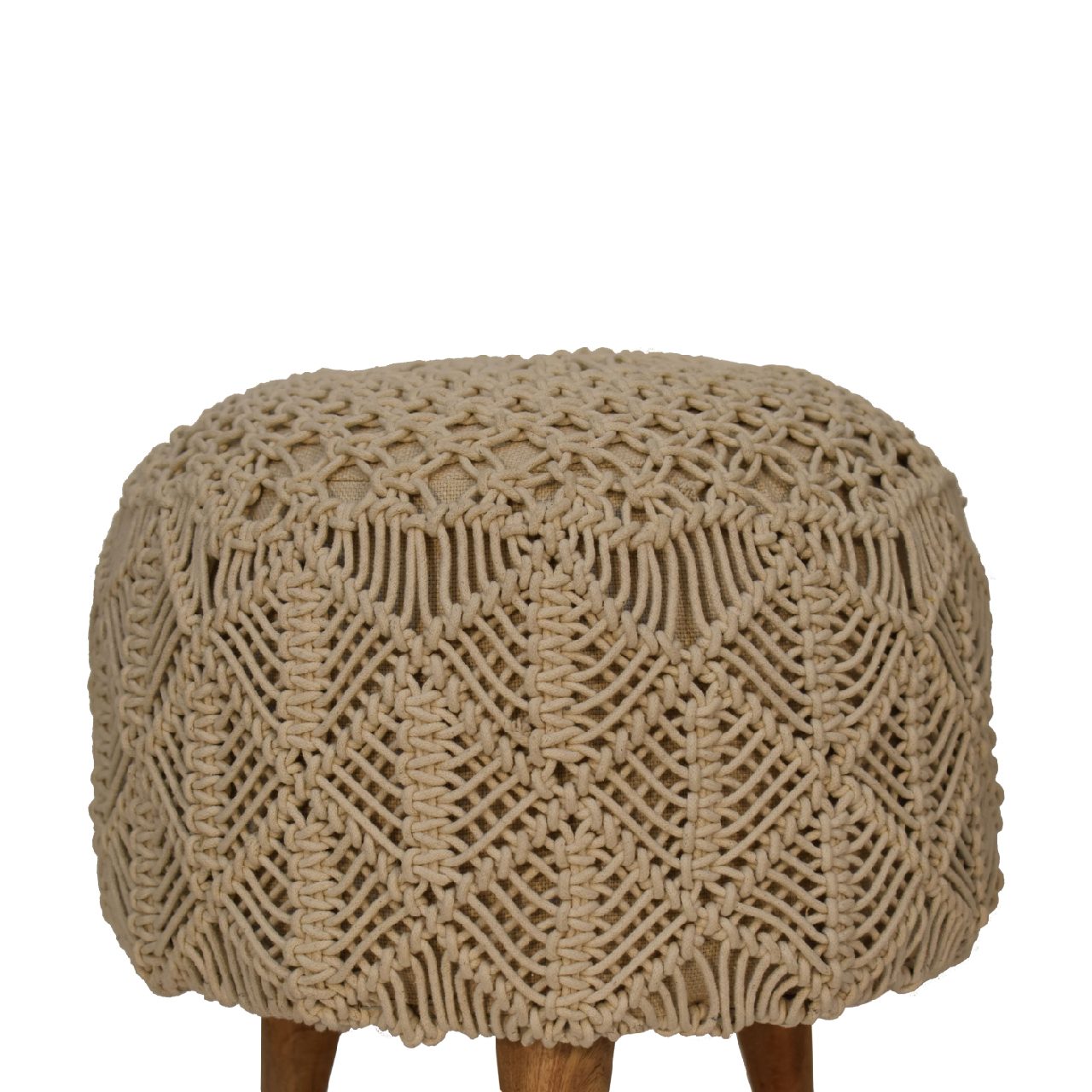 Crotchet Beige Footstool - SILVIONIX