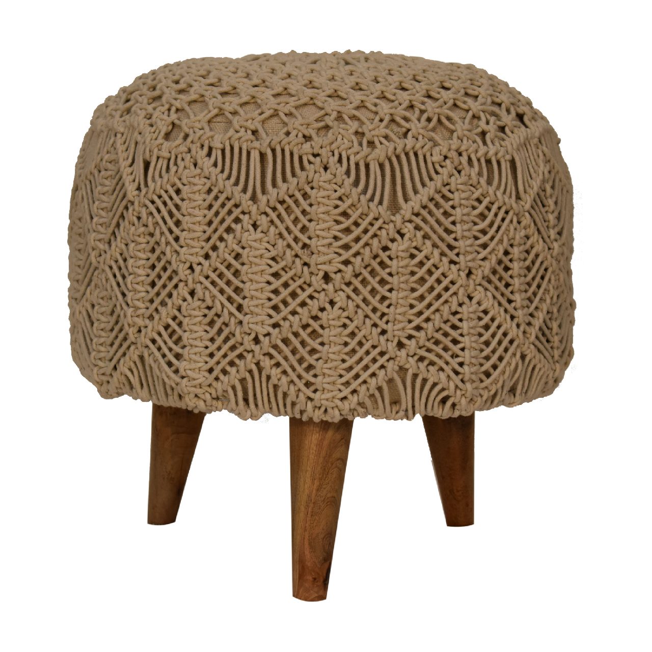 Crotchet Beige Footstool - SILVIONIX