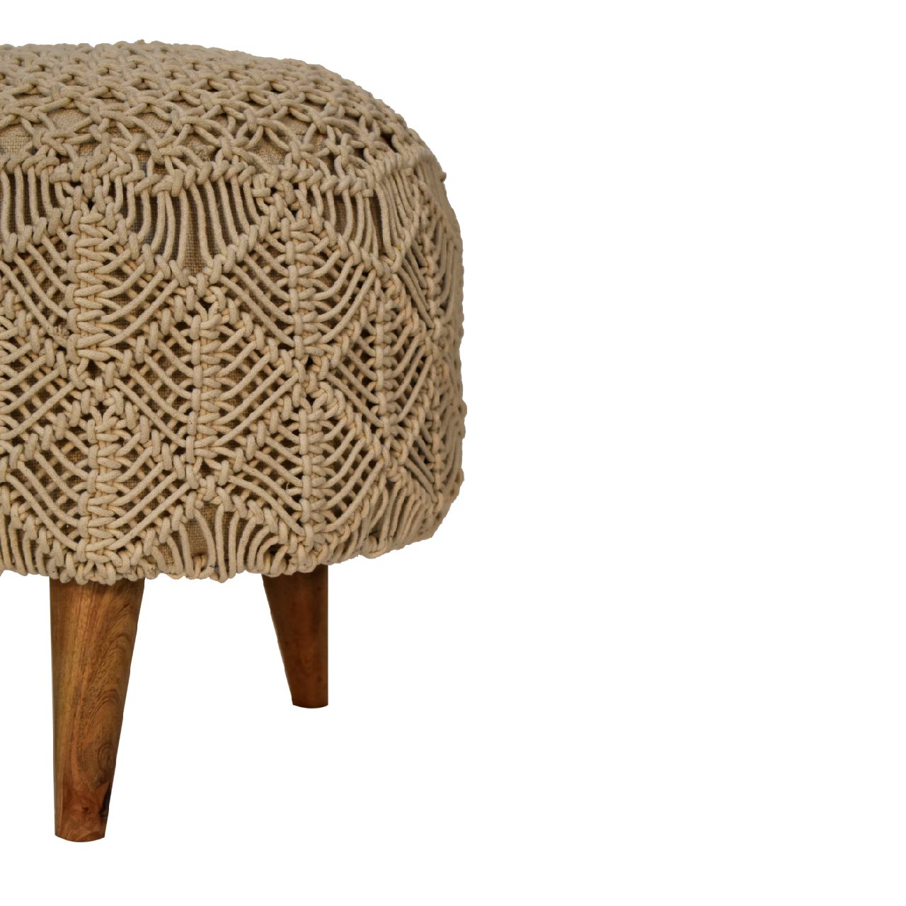 Crotchet Beige Footstool - SILVIONIX