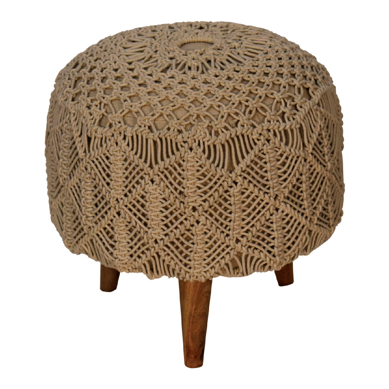 Crotchet Beige Footstool - SILVIONIX