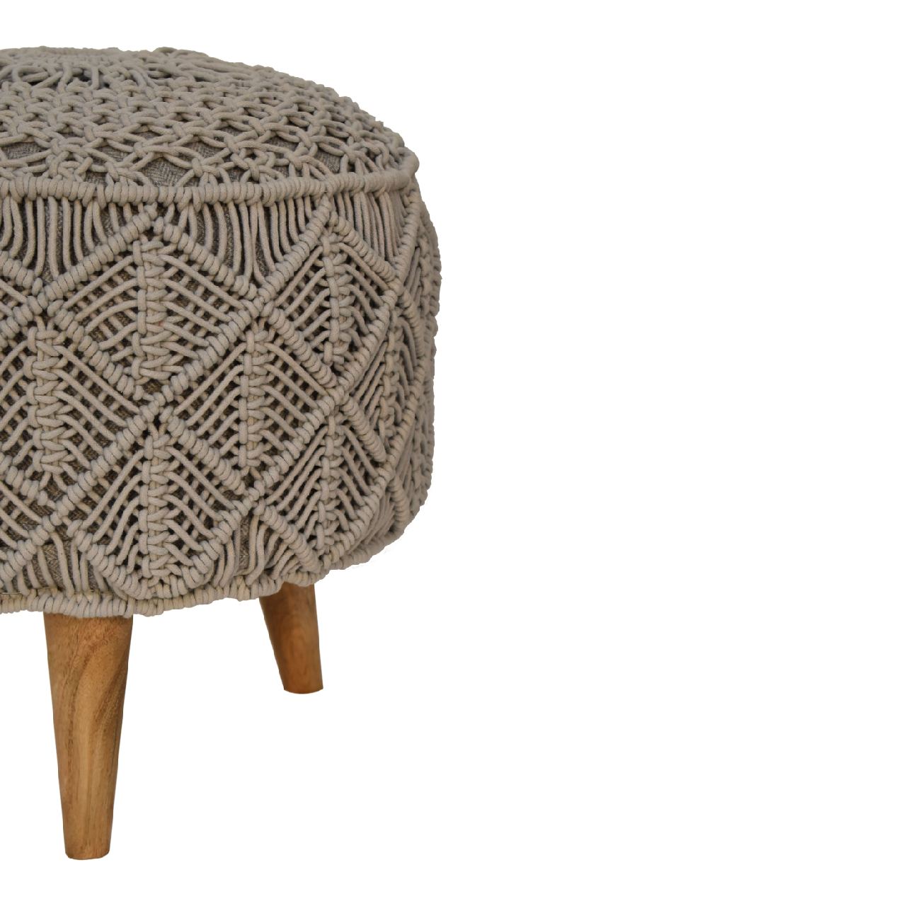 Crotchet Grey Footstool - SILVIONIX