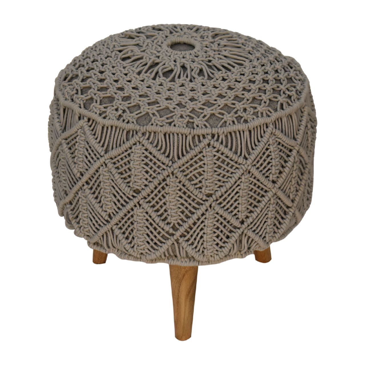 Crotchet Grey Footstool - SILVIONIX