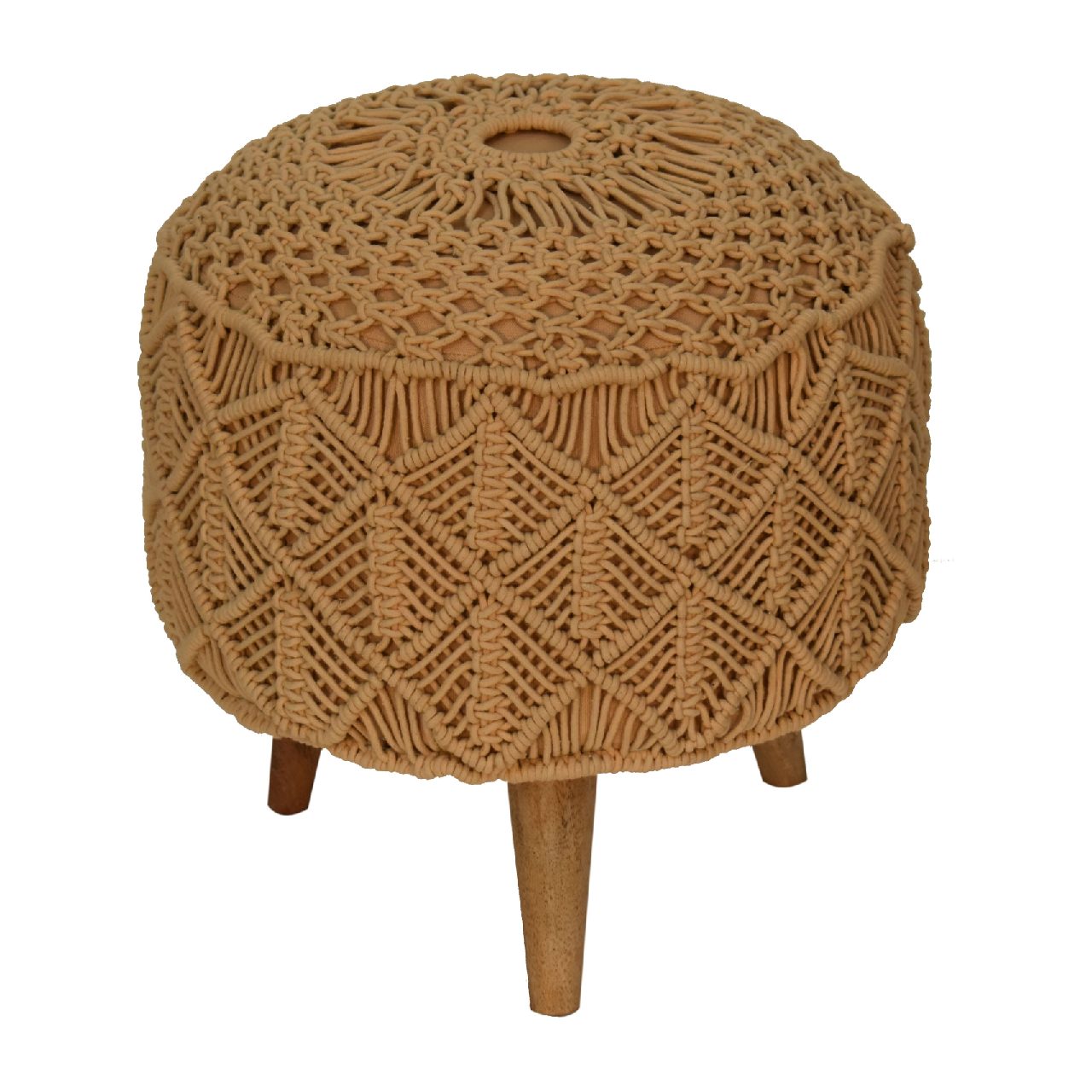 Crotchet Mustard Footstool - SILVIONIX