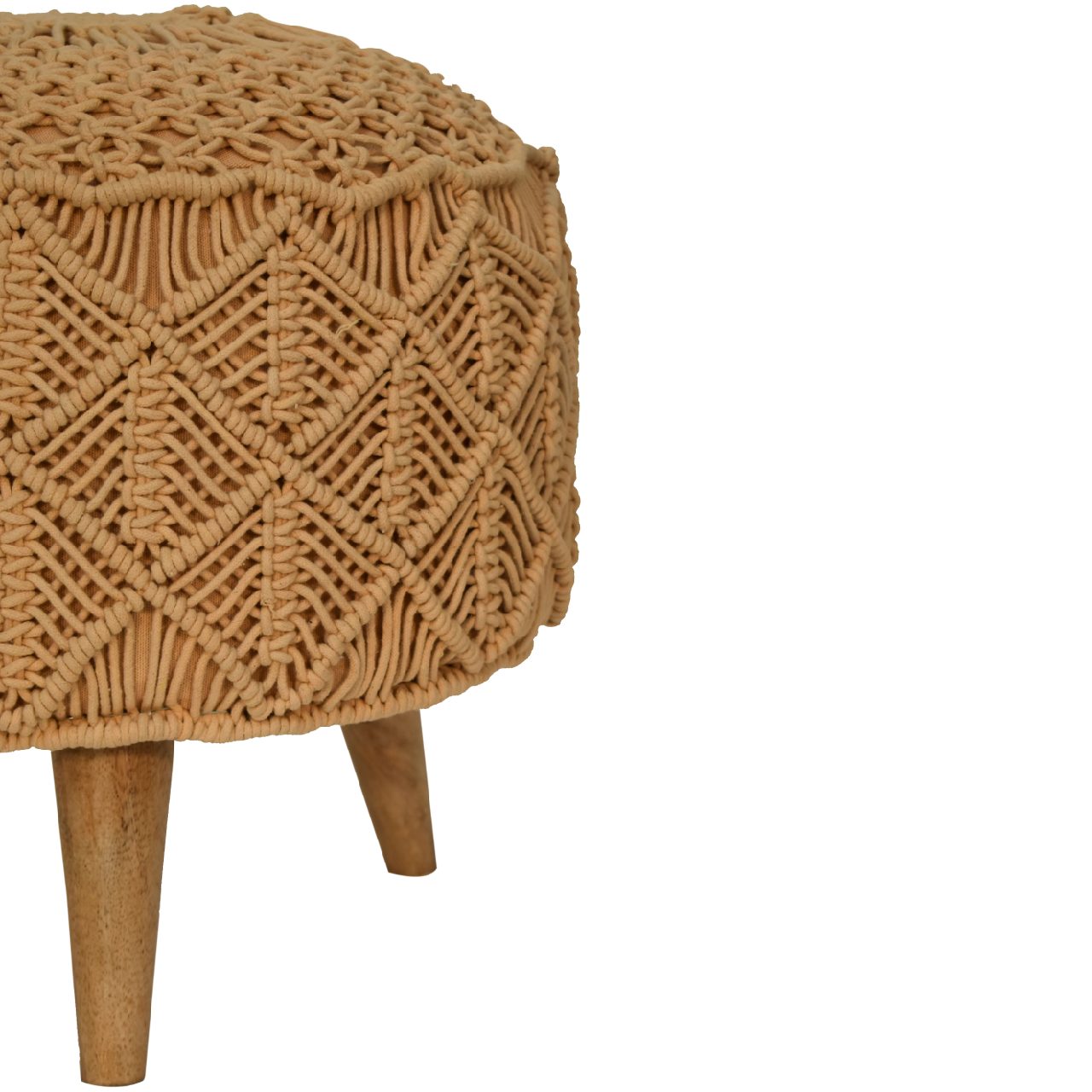 Crotchet Mustard Footstool - SILVIONIX