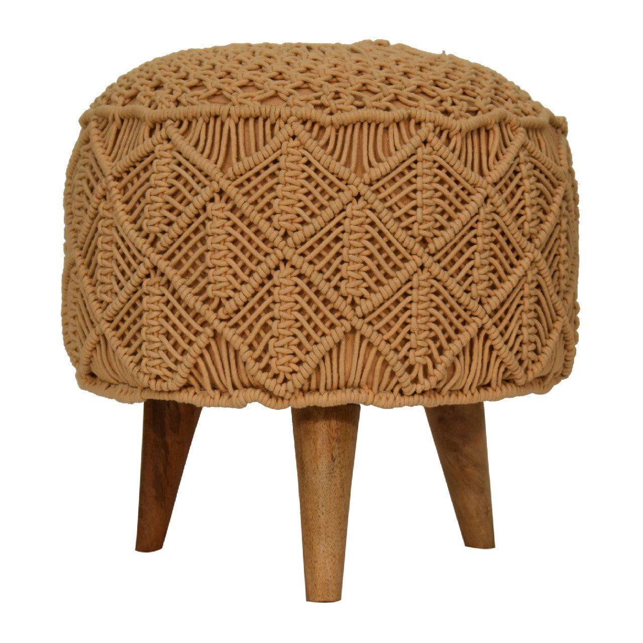 Crotchet Mustard Footstool - SILVIONIX