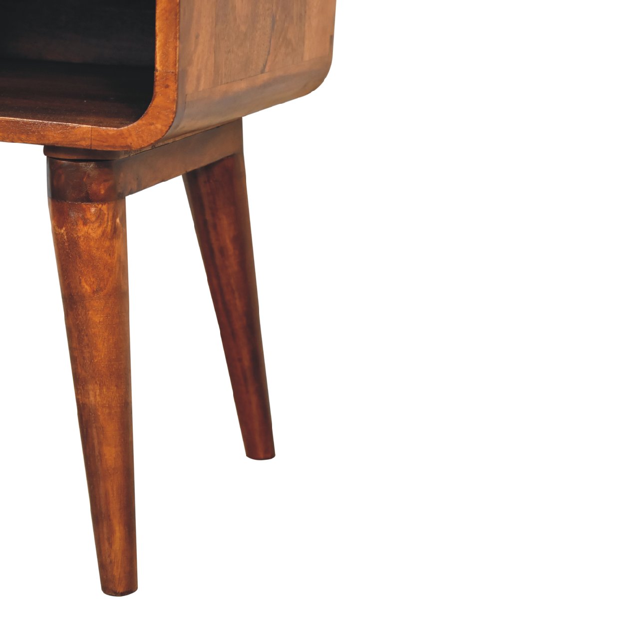 Curved Chestnut Bedside with Open Slot - SILVIONIX