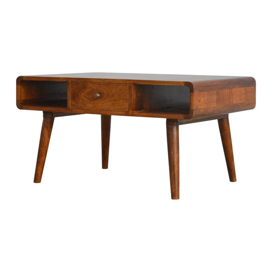 Curved Chestnut Coffee Table - SILVIONIX