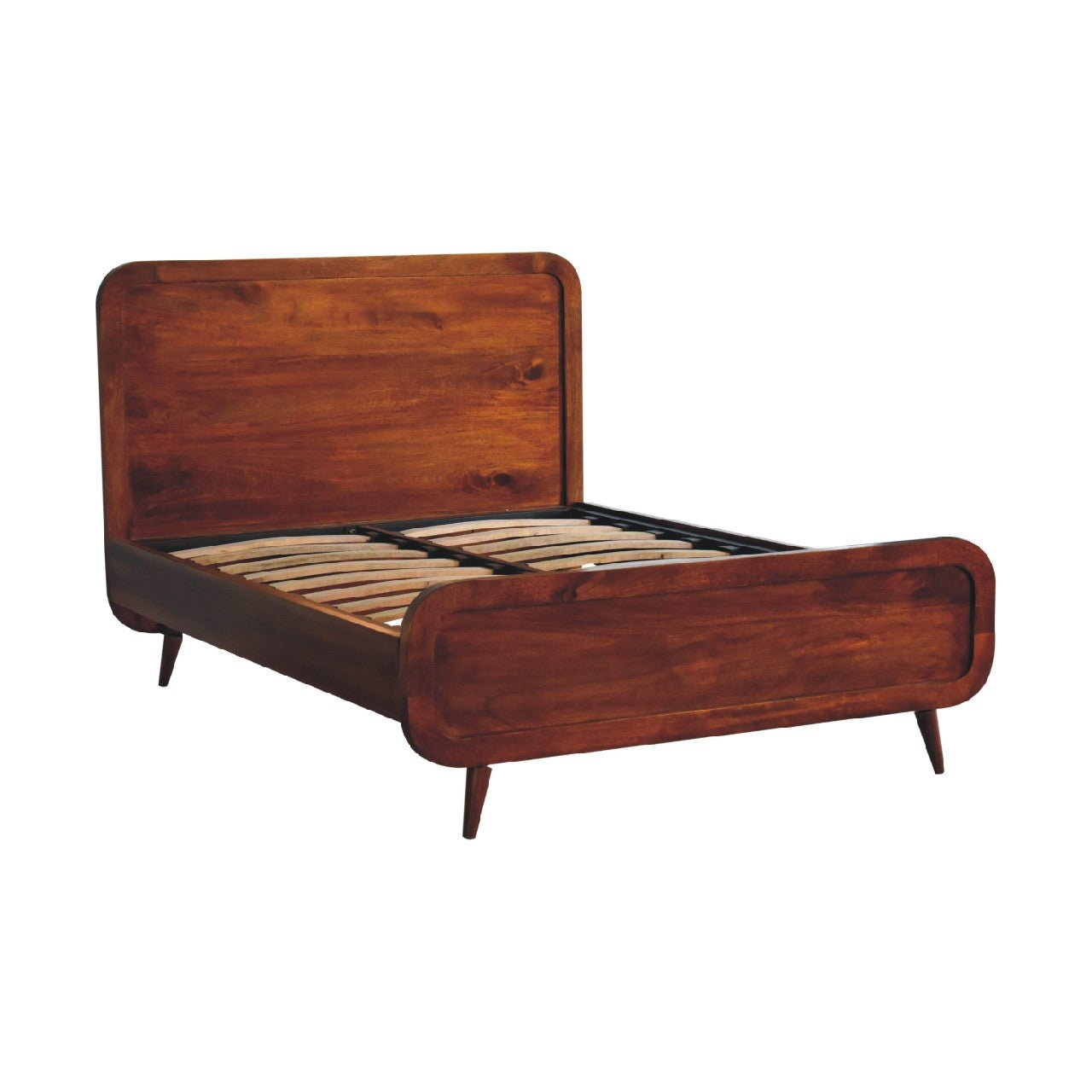 Curved Chestnut Double Bed - SILVIONIX