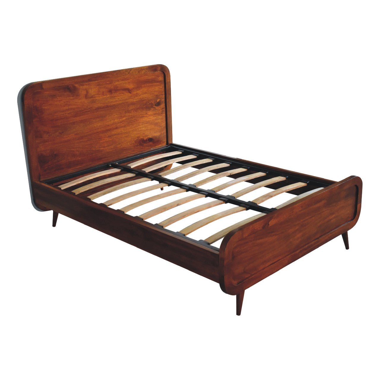 Curved Chestnut Double Bed - SILVIONIX