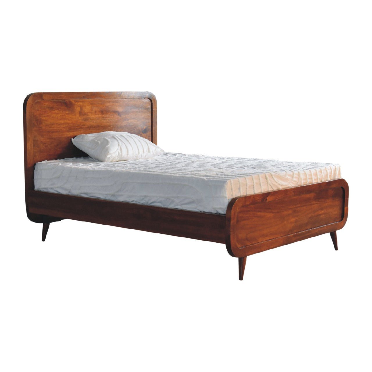 Curved Chestnut Double Bed - SILVIONIX