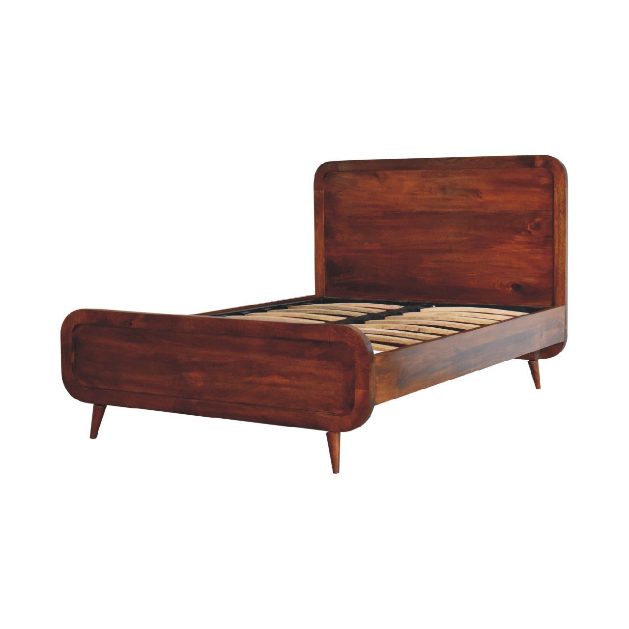 Curved Chestnut Double Bed - SILVIONIX