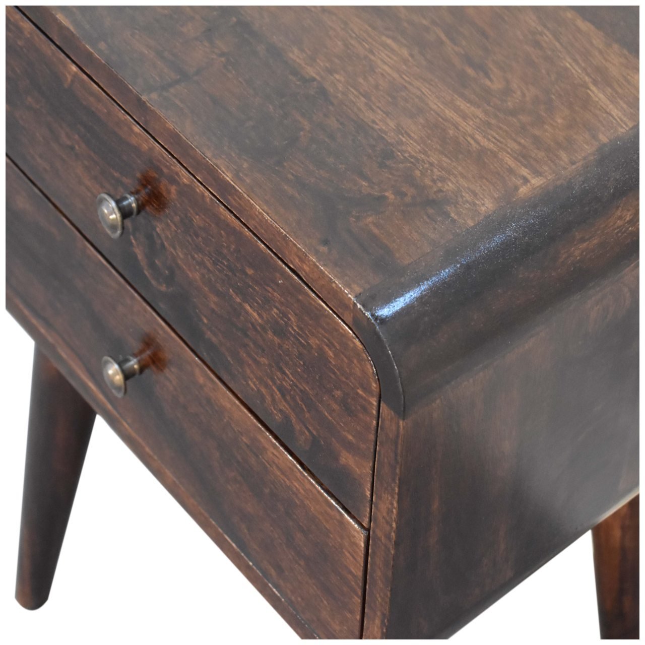 Curved Dark Walnut Bedside - SILVIONIX