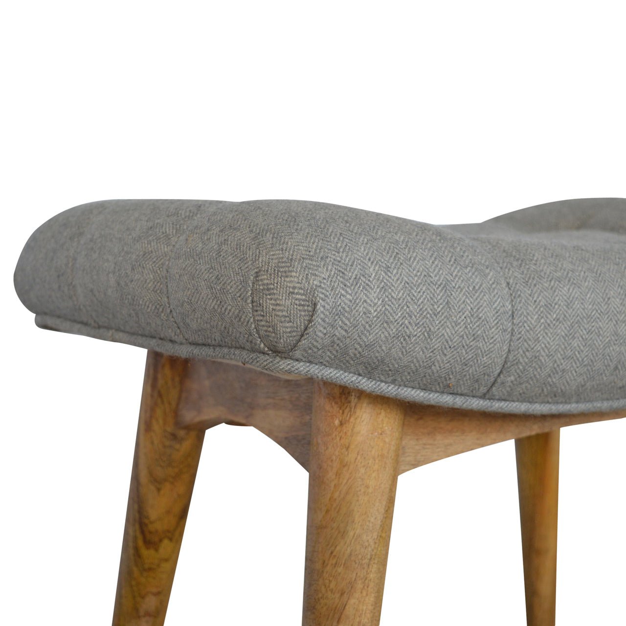 Curved Grey Tweed Bench - SILVIONIX