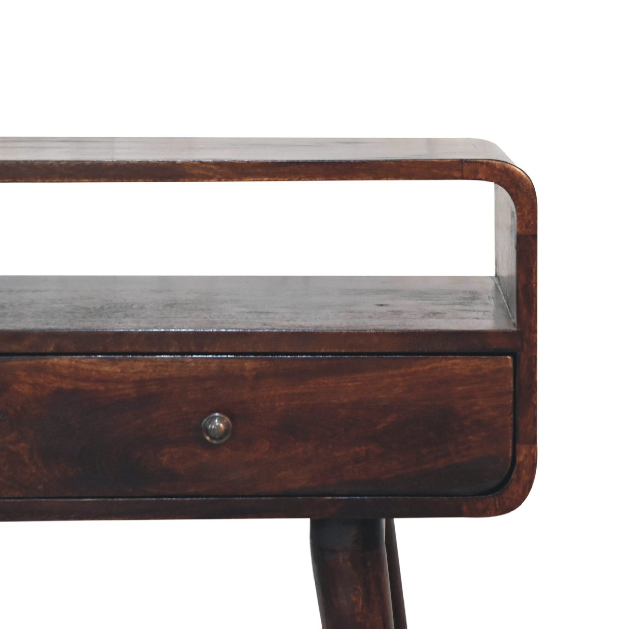 Curved Light Walnut Console Table - SILVIONIX