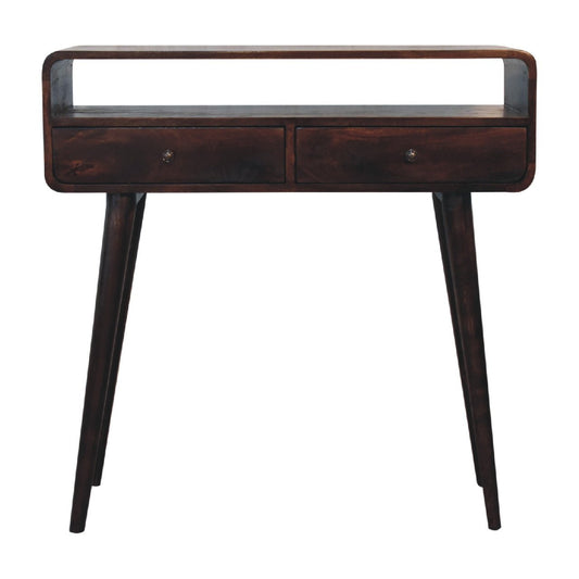 Curved Light Walnut Console Table - SILVIONIX