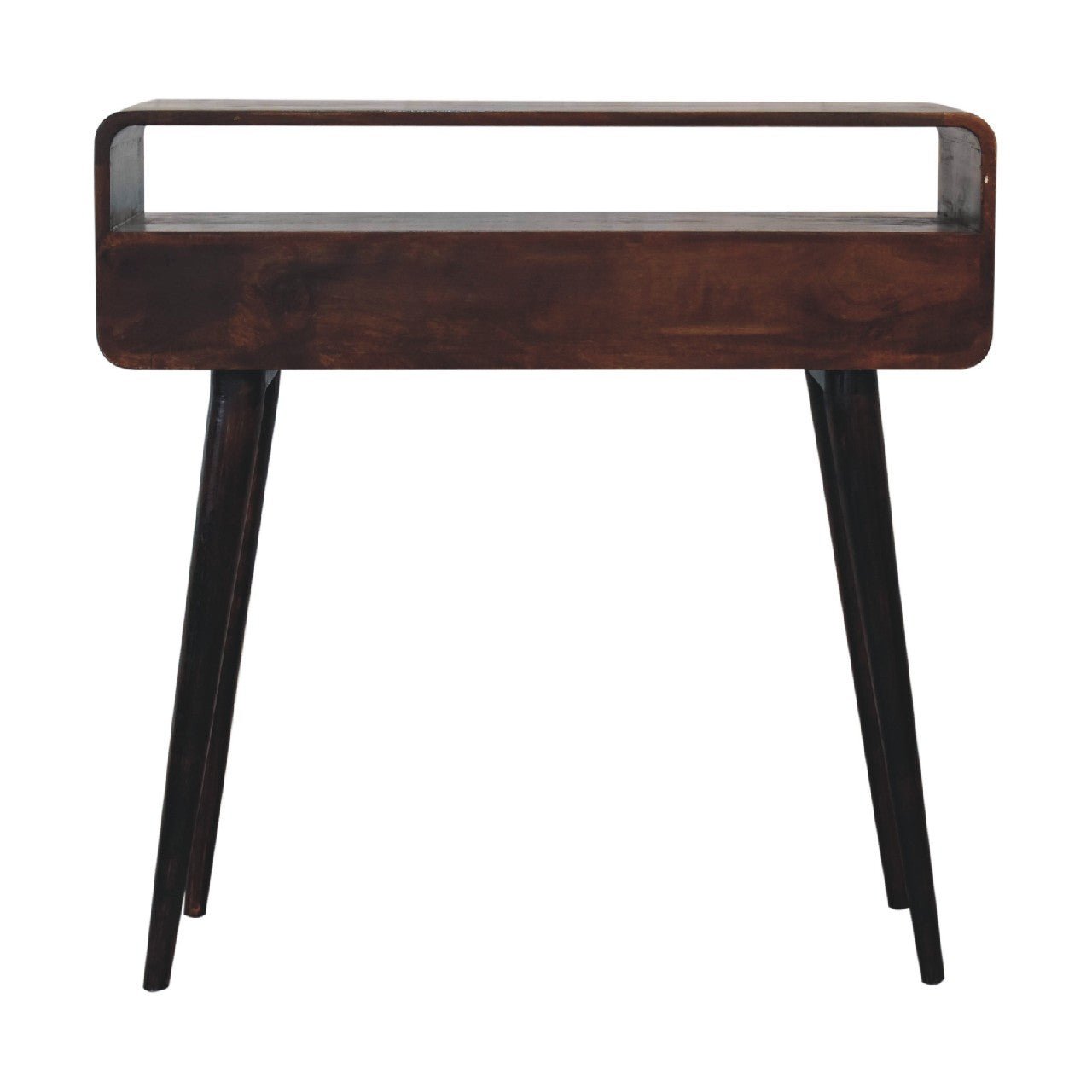 Curved Light Walnut Console Table - SILVIONIX