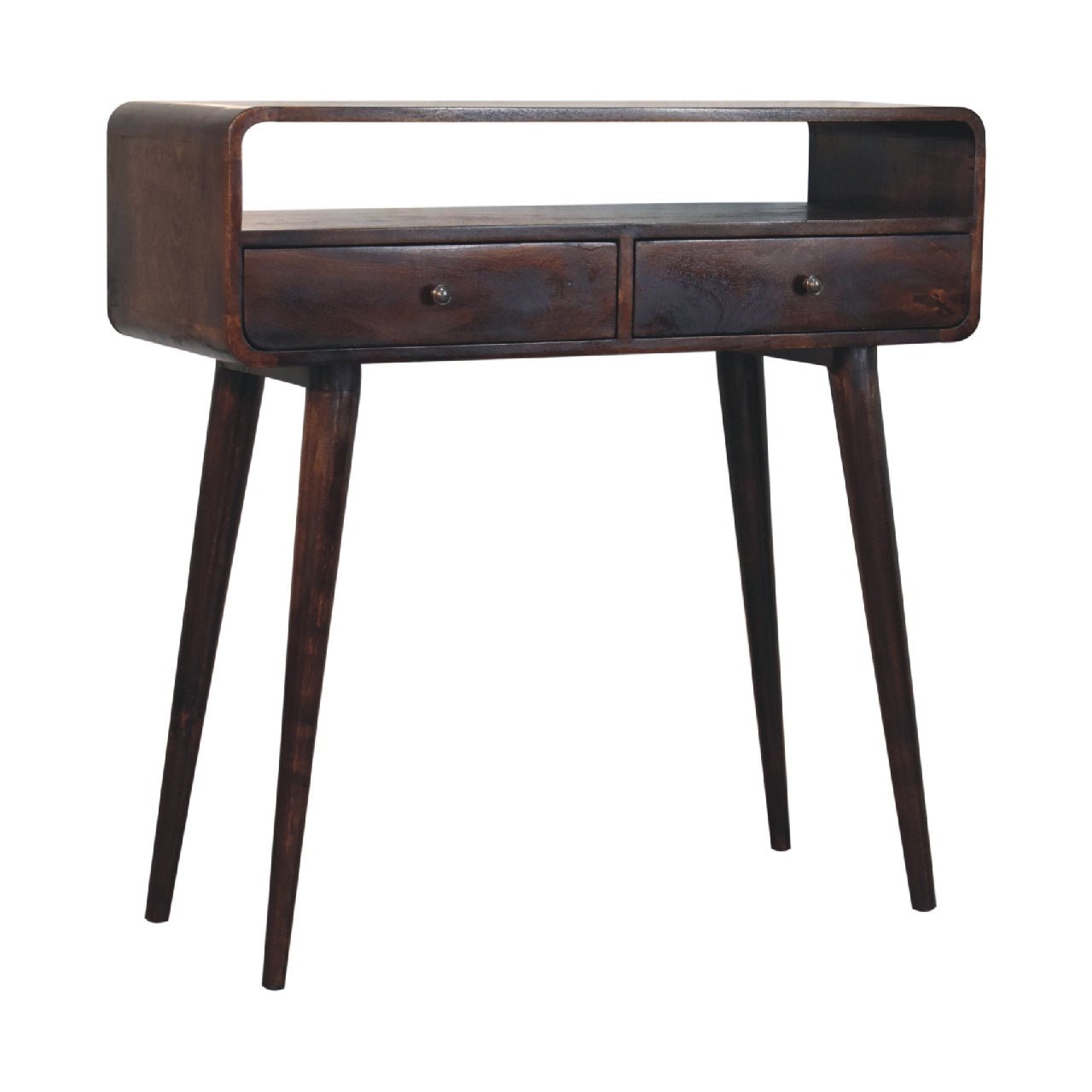 Curved Light Walnut Console Table - SILVIONIX