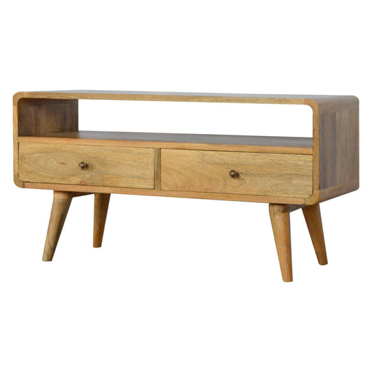 Curved Oak - ish Media Unit - SILVIONIX