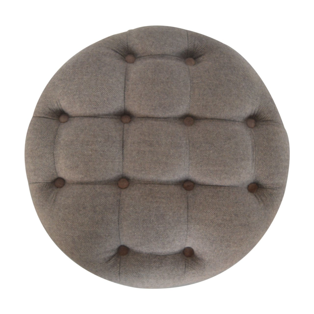 Deep Button Round Checked Footstool - SILVIONIX